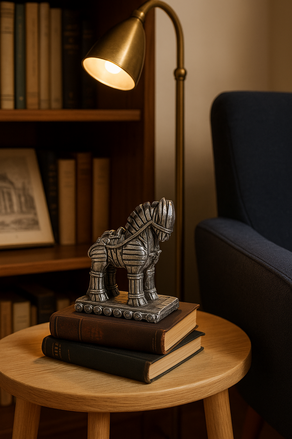 Dekoratif Truva Tekerlekli Biblo